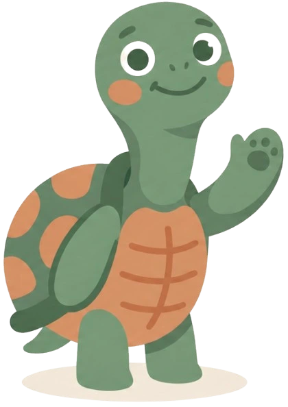 Nico, the Neckly turtle mascot, waving